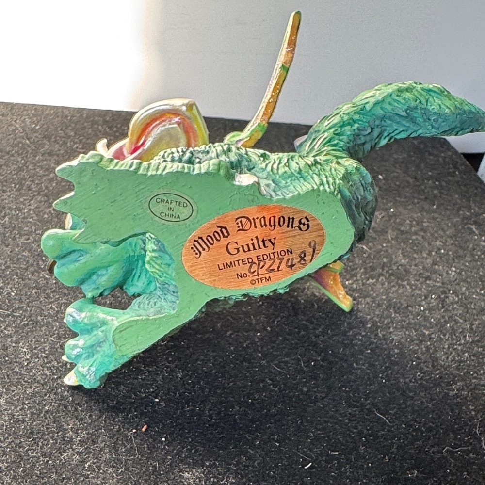 Franklin Mint Multicolor Dragon Figurine with Gemstone. “Guily” - Picture 6 of 9